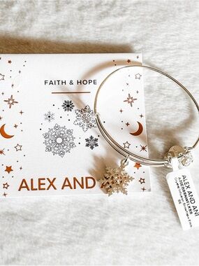 NWT! Alex and Ani Crystal Infusion Snowflake Bangle Bracelet - Silver